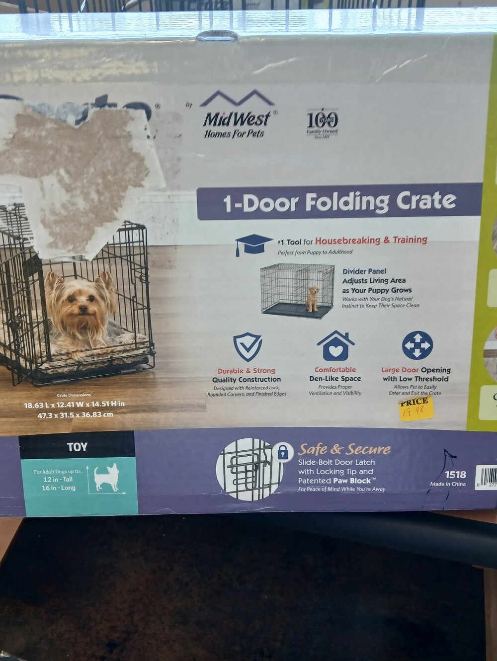 MidWest 1-Door Folding Dog Crate in Black